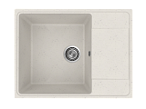 Мойка кухонная врезная из искусственного камня прямоугольная 650x495 мм, глубина 180 мм, цвет белый камень матовый, без сифона (PR-M-650-01)