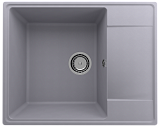 Односекционная кухонная мойка 605x485 глубина 180 мм реверсивная, кварц, цвет бетон (Prima 605-05)