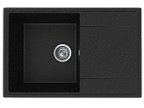 Мойка кухонная врезная из искусственного камня прямоугольная 735x475 мм, глубина 175 мм, цвет черный оникс матовый, без сифона (PR-M-735-04)