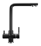 Смеситель кухонный с подключением фильтра питьевой воды, цвет ультра-черный (ES-008-344)